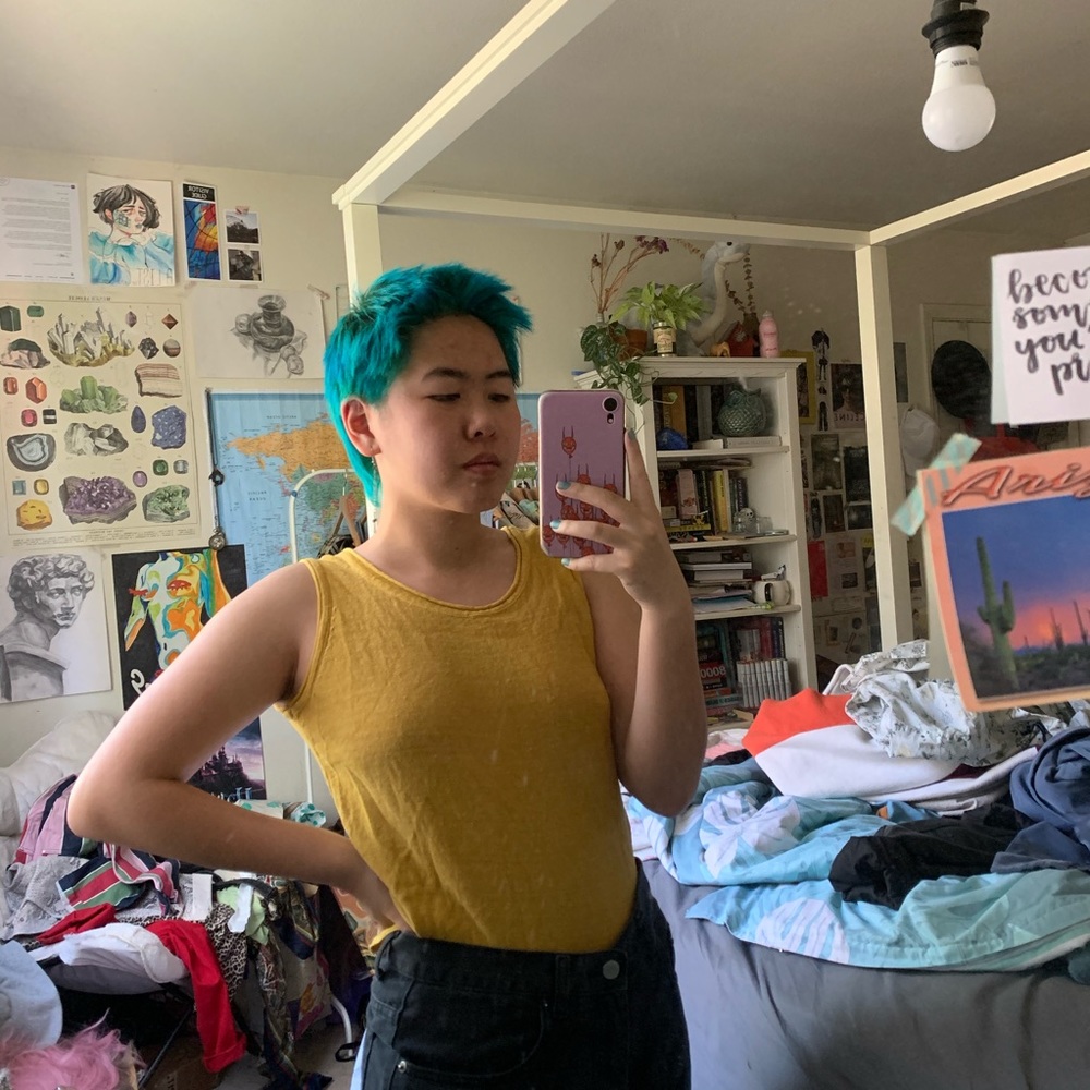 Mustard yellow vintage handmade tank top